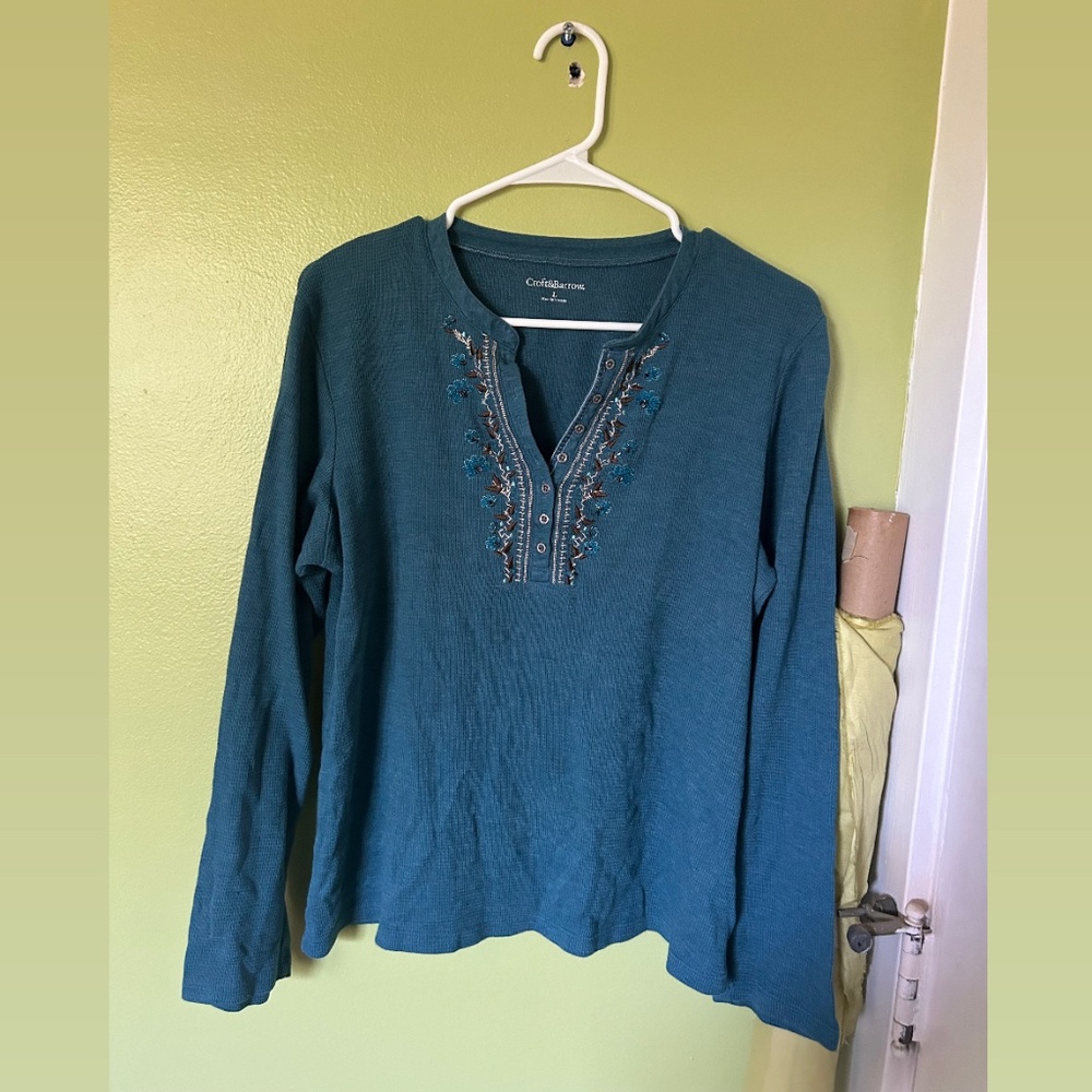 Croft & Barrow Blue Long Sleeve Blouse